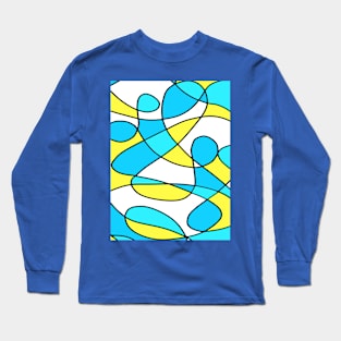 Neurographic blue white yellow Long Sleeve T-Shirt